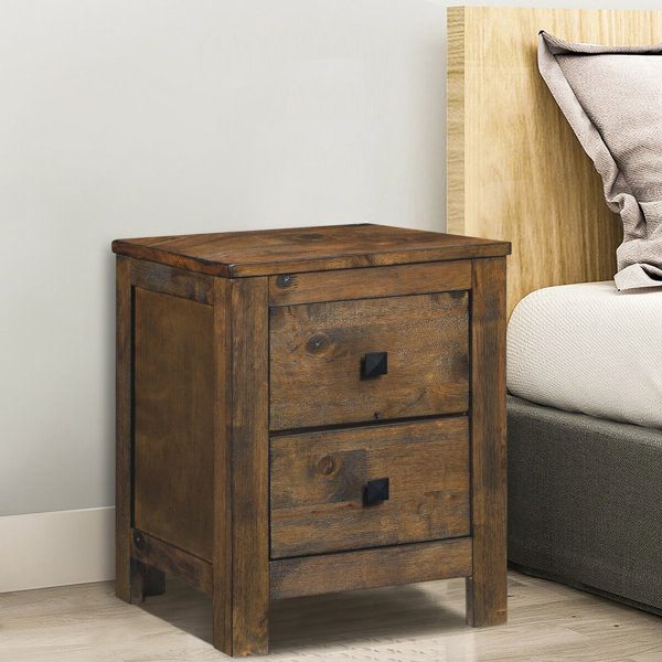 Loon Peak® Tucci 2 Drawer Solid Wood Nightstand in Brown Wayfair Canada